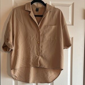 Elegant Camel Button-Up Blouse
